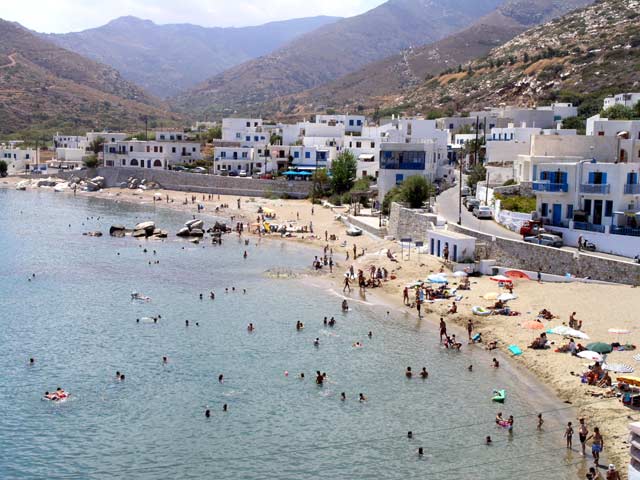 THE BEACH - View of the beach at Apollonas village in Naxos